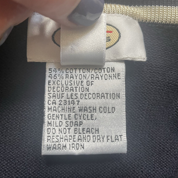 Vintage Y2K Talbots Cardigan Women Large Black Tan Trim Open Front Knit Sweater - Picture 6 of 13